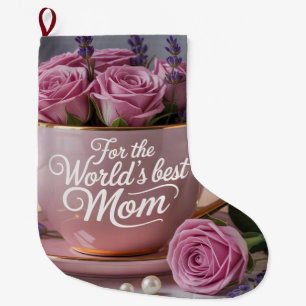 Grande Chaussette De Noël Meilleure Maman du Monde : Tasse à Thé Rose Rempli