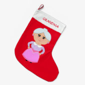 Grande Chaussette De Noël Mémé sur rouge (Devant (Accrochage))