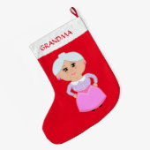 Grande Chaussette De Noël Mémé sur rouge (Dos (Accrochage))