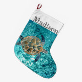 Grande Chaussette De Noël Mer Turtle Océan (Devant (Accrochage))