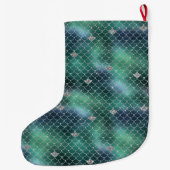 Grande Chaussette De Noël Mermaid Silver Turquoise Ocean Glitz (Dos)