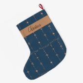 Grande Chaussette De Noël Merry & Bright Modern Navy Blue & Gold Abstrait (Dos (Accrochage))
