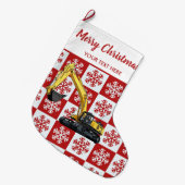 Grande Chaussette De Noël Merry Christmas Construction Excavateur Snowflake (Devant (Accrochage))