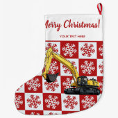Grande Chaussette De Noël Merry Christmas Construction Excavateur Snowflake (Dos)