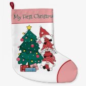 Grande Chaussette De Noël Mes premiers cadeaux personnalisés de Noël (Devant)