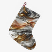 Grande Chaussette De Noël Métallurgique Or et cuivre (Devant (Accrochage))