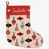 Grande Chaussette De Noël Mi-siècle moderne Noël Pesonorisé (Devant)