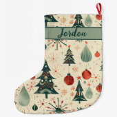 Grande Chaussette De Noël Mi-siècle Vacances Modernes (Dos)