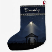 Grande Chaussette De Noël Midnight Nativity Silhouette Christmas Stocking (Dos)