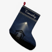 Grande Chaussette De Noël Midnight Nativity Silhouette Christmas Stocking (Devant (Accrochage))