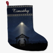 Grande Chaussette De Noël Midnight Nativity Silhouette Christmas Stocking (Devant)