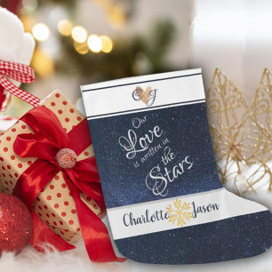 Grande Chaussette De Noël Mignon Notre Amour Écrit Dans Les Étoiles Ciel Noc