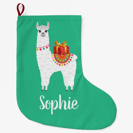 Grande Chaussette De Noël Mignonne lama de Noël de l'Alpaga (Devant)