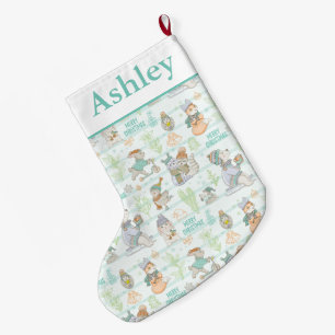Grande Chaussette De Noël Mignons animaux de Noël