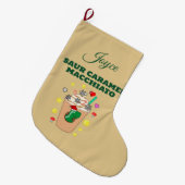 Grande Chaussette De Noël Mikitiez Trex dinosaure icedcoffee caramel xmas (Devant (Accrochage))