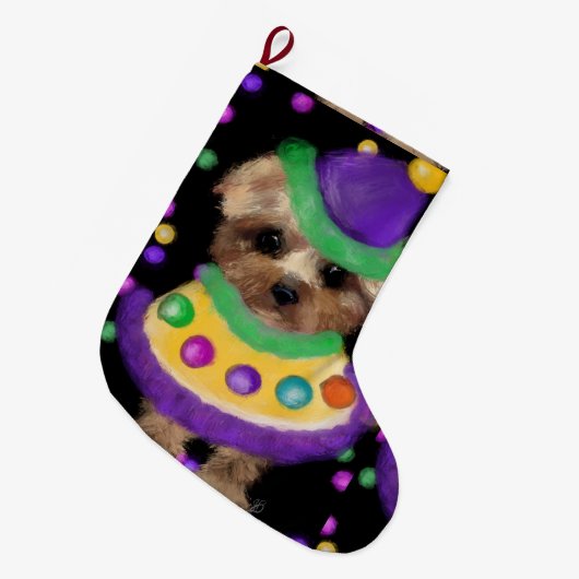 GRANDE CHAUSSETTE DE NOËL MINI YORKIE POO    (Devant (Accrochage))