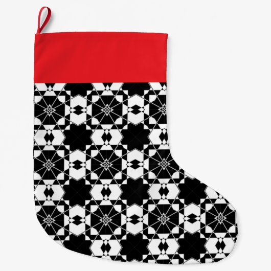 Grande Chaussette De Noël Minimalist retro check pattern – Monochrome design (Devant)