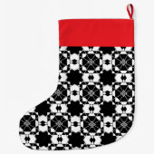 Grande Chaussette De Noël Minimalist retro check pattern – Monochrome design (Dos)