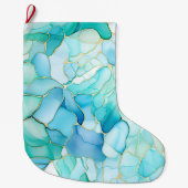 Grande Chaussette De Noël Mint Aqua Pearl Marbre or (Devant)