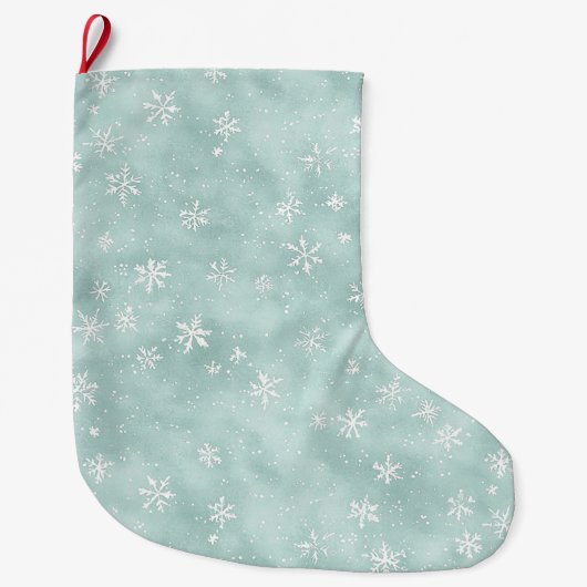Grande Chaussette De Noël Mint Blue Snowflakes Christmas   (Devant)