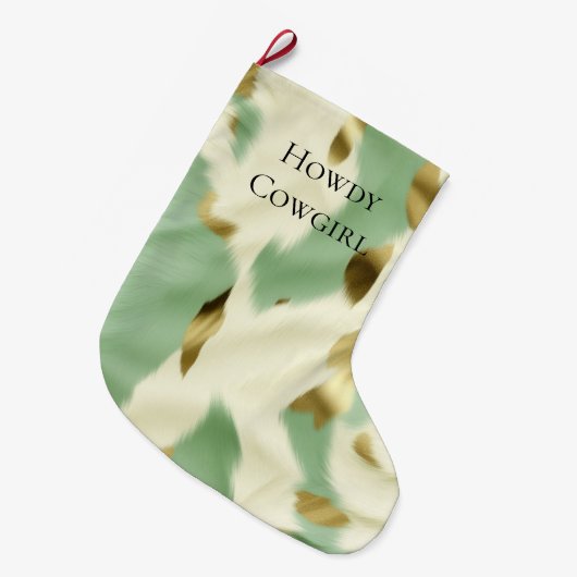 Grande Chaussette De Noël Mint Green Cream Gold Cowhide (Devant (Accrochage))