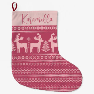 Grande Chaussette De Noël Modèle de pull vintage rétro Noël Rennes du Père N