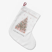 Grande Chaussette De Noël Modern Blush Christmas Tree Personalized Stocking (Devant (Accrochage))