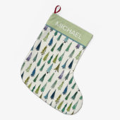 Grande Chaussette De Noël Modern Christmas Trees Pattern Personalised (Devant (Accrochage))