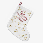 Grande Chaussette De Noël Modern Gold Snowflakes Custom Christmas (Devant (Accrochage))