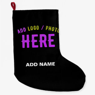 GRANDE CHAUSSETTE DE NOËL MODERNE ET MODERNE PERSONNALISABLE NOIR VÉRIFIÉ