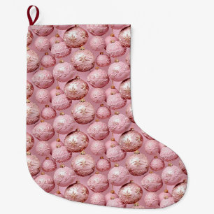 Grande Chaussette De Noël Moderne Pastel Rose Girly Arbre de Noël Ornements