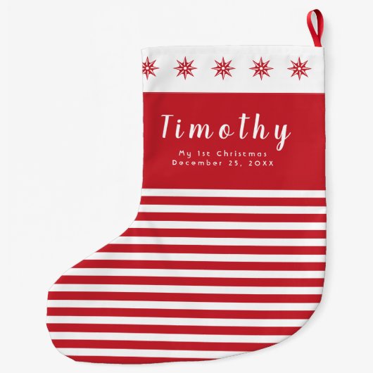 Grande Chaussette De Noël Mon 1er Noël Nom personnalisé Date (Dos)