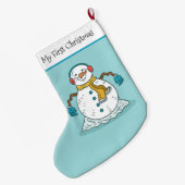 Grande Chaussette De Noël Mon premier Snowman de Noël (Dos (Accrochage))