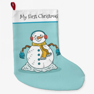 Grande Chaussette De Noël Mon premier Snowman de Noël