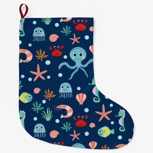 Grande Chaussette De Noël Monde marin (Devant)