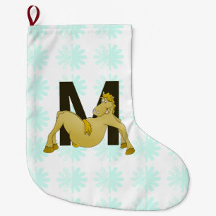 Grande Chaussette De Noël Monogram M Cartoon Pony Personnalisé