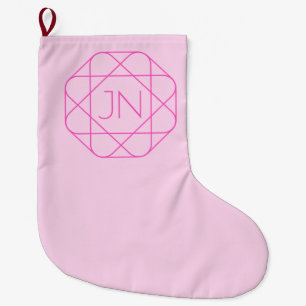 Grande Chaussette De Noël Monogramme Cool, Style de Logo Hip   Rose & Magent