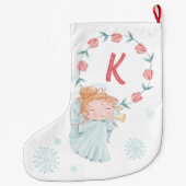 Grande Chaussette De Noël Monogramme d'ange de Noël (Dos)