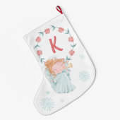 Grande Chaussette De Noël Monogramme d'ange de Noël (Dos (Accrochage))