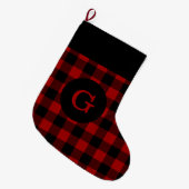Grande Chaussette De Noël Monogramme de Buffalo Plaid (Devant (Accrochage))
