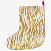 Grande Chaussette De Noël Monogramme d'impression Cream Gold Zebra      (Dos)