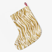 Grande Chaussette De Noël Monogramme d'impression Cream Gold Zebra      (Dos (Accrochage))