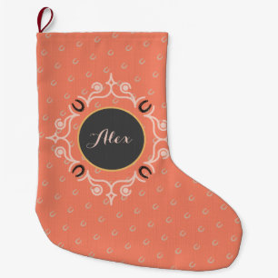 Grande Chaussette De Noël Monogramme équestre Lucky Horseshoe Motif