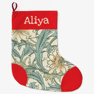 Grande Chaussette De Noël Monogramme joli floral neutre Cottagecore