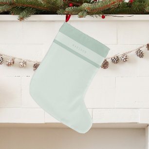 Grande Chaussette De Noël Monogramme minimaliste moderne Pastel Nom vert