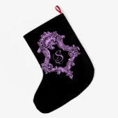 Grande Chaussette De Noël Monogramme rose gothique romantique (Dos (Accrochage))