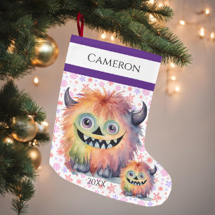 Grande Chaussette De Noël Monster mignon Furry