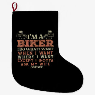 Grande Chaussette De Noël motard ce que je veux drôle moto motocyclette homm