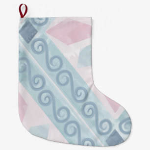 Grande Chaussette De Noël motif bleu en forme de diamant