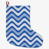 Grande Chaussette De Noël Motif bleu ondulé (Devant)